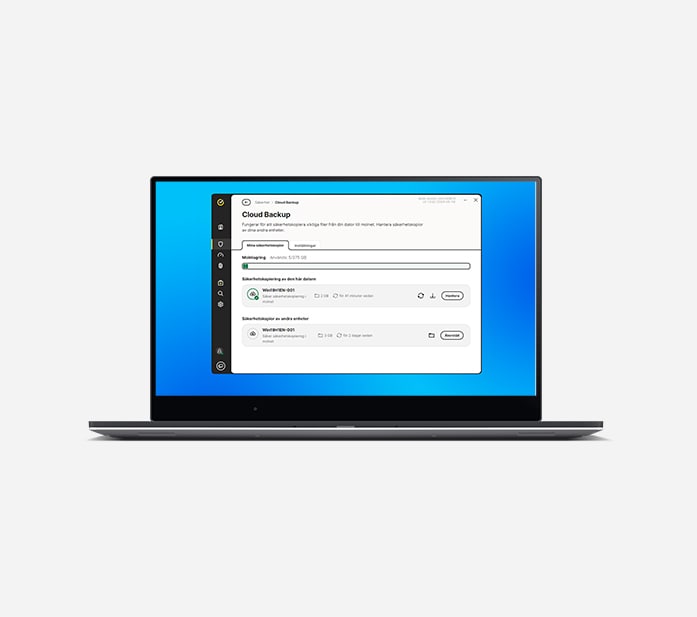 Bild på bärbar dator med Cloud Backup.